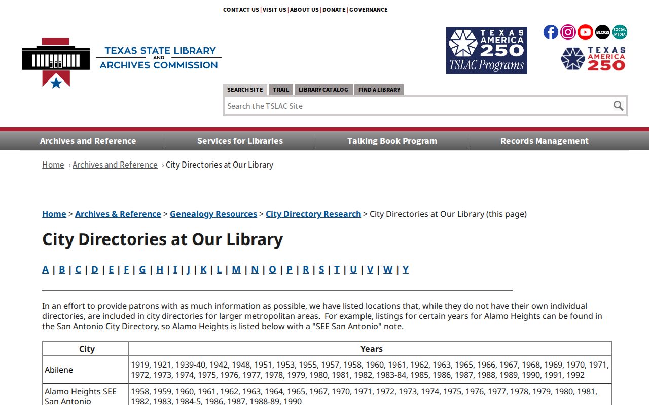Huntsville city directory TSLAC holdings page