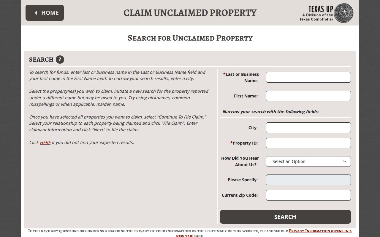 Huntsville residents directory Texas unclaimed property search