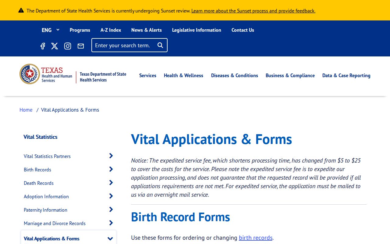 Huntsville residents directory Texas vital records form access