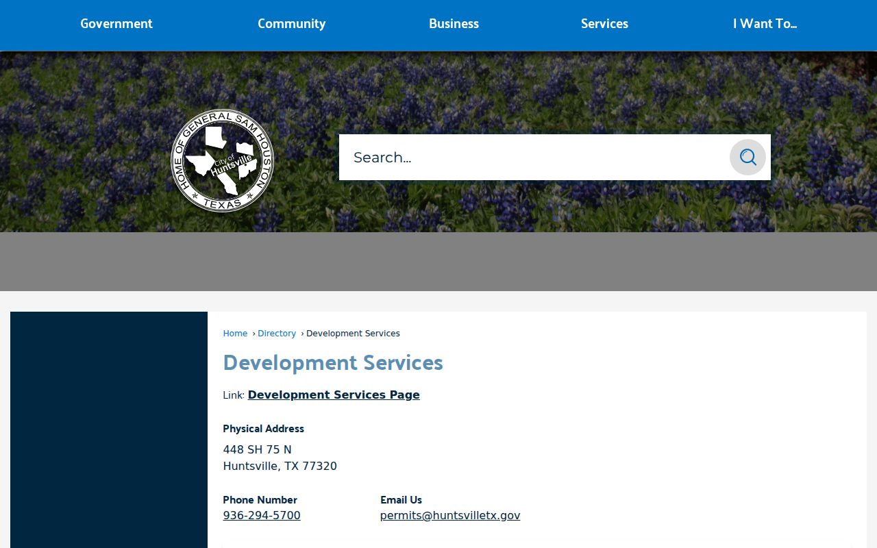 Huntsville street directory Development Services contact directory