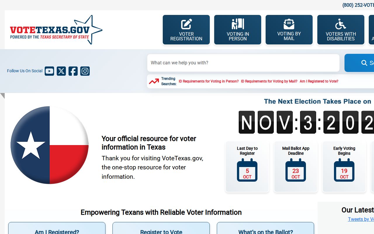 Huntsville ZIP code directory VoteTexas voter portal